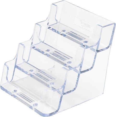 شاشة عرض حامل بطاقات العمل من ديفليكتو، متعددة المقصورات، 3-7/8 بوصة عرض × 3-1/2 بوصة ارتفاع × 4-1/8 بوصة عمق، 4 مقصورات، شفافة (70841) in Kuwait