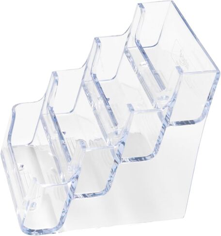 شاشة عرض حامل بطاقات العمل من ديفليكتو، متعددة المقصورات، 3-7/8 بوصة عرض × 3-1/2 بوصة ارتفاع × 4-1/8 بوصة عمق، 4 مقصورات، شفافة (70841) in Kuwait