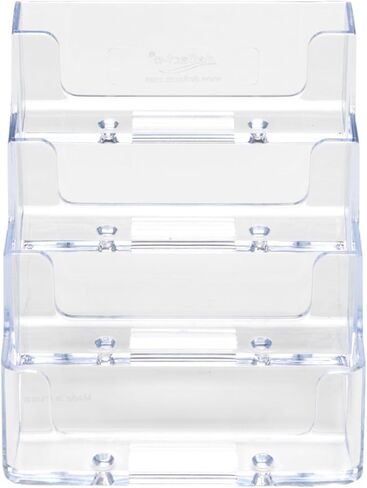 شاشة عرض حامل بطاقات العمل من ديفليكتو، متعددة المقصورات، 3-7/8 بوصة عرض × 3-1/2 بوصة ارتفاع × 4-1/8 بوصة عمق، 4 مقصورات، شفافة (70841) in Kuwait