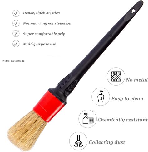 مجموعة فرش تفصيلية، مجموعة فرش تفصيل شعر الخنزير الطبيعي للسيارة - 3 عبوات، داخلية أو خارجية نظيفة، عجلات، إطارات، خليج المحرك، مقاعد جلدية، طقم تفصيل السيارة، فرشاة تفصيلية in Kuwait