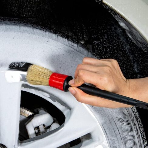 مجموعة فرش تفصيلية، مجموعة فرش تفصيل شعر الخنزير الطبيعي للسيارة - 3 عبوات، داخلية أو خارجية نظيفة، عجلات، إطارات، خليج المحرك، مقاعد جلدية، طقم تفصيل السيارة، فرشاة تفصيلية in Kuwait