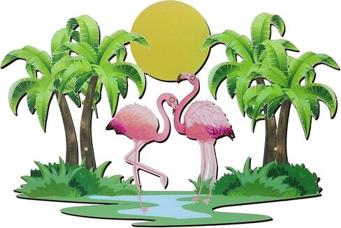 Taiyin Flamingo Metal Wall Art Tropical Outdoor Decor, Palm Tree Flamingo Metal Wall Art Decor Pink Flamingo Tropical Metal Tree Wall Sculptures for Indoor Outdoor Yard Decorations in Saudi Arabia