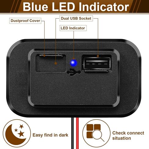Frienda 6 Pieces 12V USB Automotive USB Panel Mount 12V USB Outlet Multi Switch Panel Car Outlet Socket Power Dual Port 12V 24V Quick Car Port for Cars Bus ATV RV Boat Truck, 3.1 A in Kuwait