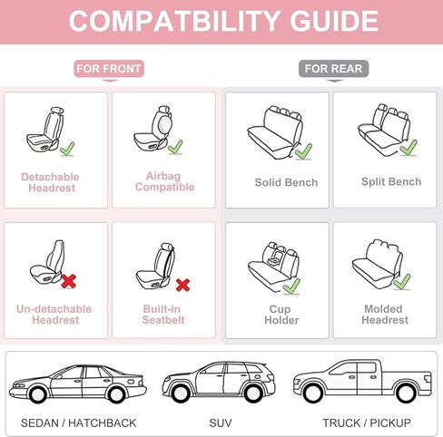 Seat Covers for car 5 Seats, Breathable Napa Seat Cushions Protector, Universal Front and Rear Seat Covers Fit for Most Cars (Blue/White) in Saudi Arabia