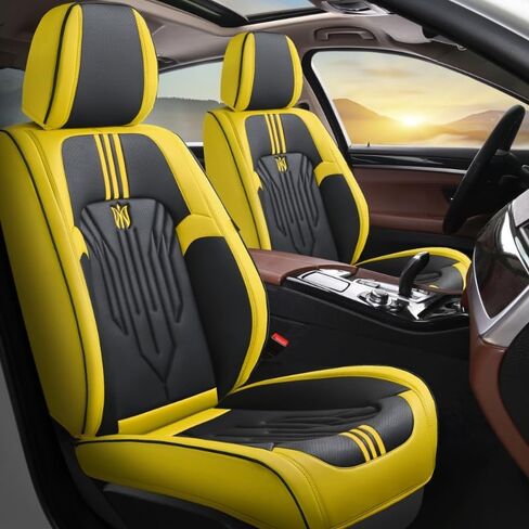 Seat Covers for car 5 Seats, Breathable Napa Seat Cushions Protector, Universal Front and Rear Seat Covers Fit for Most Cars (Blue/White) in Saudi Arabia
