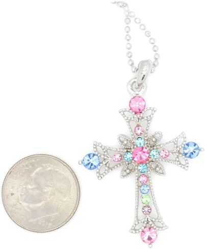 Violet Victoria & Fan Star Stunning Deluxe Lace Crystal Cross Necklace - Choose Your Color! in Saudi Arabia