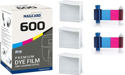 طابعة Bodno Magicard 600 2 × شريط ألوان MB300YMCKO - YMCKO - 600 مطبوعة (إجمالي) بطاقات PVC عالية الجودة CR80 30 مل - الكمية 300 in Saudi Arabia