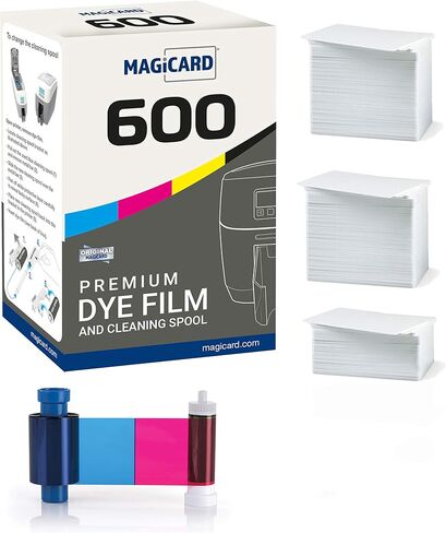 طابعة Bodno Magicard 600 2 × شريط ألوان MB300YMCKO - YMCKO - 600 مطبوعة (إجمالي) بطاقات PVC عالية الجودة CR80 30 مل - الكمية 300 in Saudi Arabia