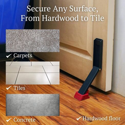 No Drill Door Stopper - Kickdown Doorstop for Home, Glass Doors, & Outdoors, Easy to Install Doors with Self Adhesive Door Stopper, No Screw Flip Down Portable Door Stopper - Black in Saudi Arabia