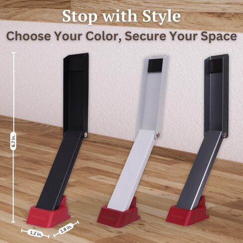 No Drill Door Stopper - Kickdown Doorstop for Home, Glass Doors, & Outdoors, Easy to Install Doors with Self Adhesive Door Stopper, No Screw Flip Down Portable Door Stopper - Black in Saudi Arabia