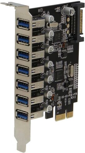 PCIE 7 Port USB 3.0 Adapter Card (7 External Ports) with SATA Power Connector, (NEC Host Controller) in Saudi Arabia
