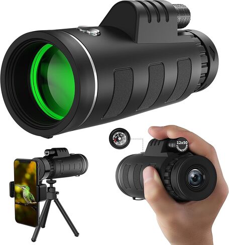 تلسكوب أحادي العين عالي الوضوح 40x60 مع محول الهاتف الذكي وحامل ثلاثي القوائم، BAK4 Prism FMC أحادي العين مع رؤية واضحة منخفضة الإضاءة لصيد الحياة البرية والتخييم والسفر ومشاهدة الطيور والمشي لمسافات طويلة in Kuwait