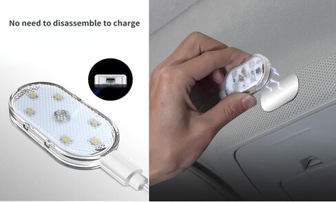 قطعتان من مصابيح LED الداخلية للسيارة، 7 ألوان مصابيح LED داخلية للسيارة مع 6 حبات مصباح LED ساطعة، ضوء القراءة الليلية المحمول للأجواء الداخلية للسيارة، ضوء إضاءة USB قابل لإعادة الشحن (7 أضواء ملونة) in Saudi Arabia