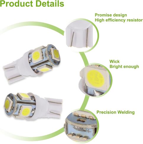 الجليد الأزرق تيار مستمر 12 فولت T10 194 168 Led لمبة ضوء قياس أداة العنقودية لوحة القيادة لمبات داش أضواء (حزمة من 20 قطعة) in Saudi Arabia