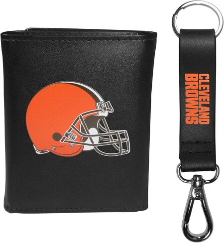Siskiyou Sports NFL Cleveland Browns Mens Tri-fold Wallet & Strap Key Chain, Black, One Size in Kuwait