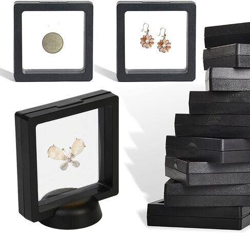 Set of 20 Pcs 3D Floating Display Case, 3.5 x 3.5 x 0.8 Inch Black Coin Display Frame Stand Holder for Challenge Coins, Medallions, Jewelry, Specimen in Saudi Arabia