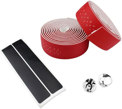 Bike Handlebar Tape PU Leather Bicycle Handlebar Tape Perforated Surface Cycling Handle Wraps Brown for Road Bike 2 Rolls in Saudi Arabia