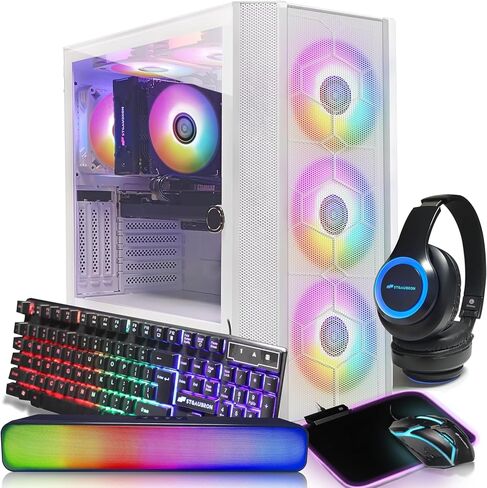 كمبيوتر سطح المكتب للألعاب STGAubron، Intel Core i7-10700F حتى 4.8G، GeForce RTX 3060 Ti 8G GDDR6، 16G DDR4، 1T SSD، WiFi، BT 5.0، RGB Fan x 6، لوحة مفاتيح وماوس ولوحة ماوس RGB، شريط صوت RGB BT، ألعاب RGB BT ميكروفون، W11H64 in Kuwait