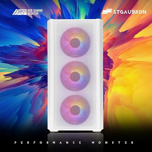 كمبيوتر سطح المكتب للألعاب STGAubron، Intel Core i7-10700F حتى 4.8G، GeForce RTX 3060 Ti 8G GDDR6، 16G DDR4، 1T SSD، WiFi، BT 5.0، RGB Fan x 6، لوحة مفاتيح وماوس ولوحة ماوس RGB، شريط صوت RGB BT، ألعاب RGB BT ميكروفون، W11H64 in Kuwait