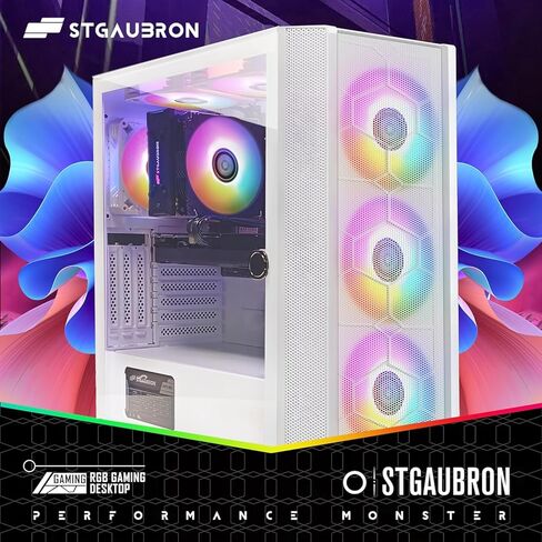 كمبيوتر سطح المكتب للألعاب STGAubron، Intel Core i7-10700F حتى 4.8G، GeForce RTX 3060 Ti 8G GDDR6، 16G DDR4، 1T SSD، WiFi، BT 5.0، RGB Fan x 6، لوحة مفاتيح وماوس ولوحة ماوس RGB، شريط صوت RGB BT، ألعاب RGB BT ميكروفون، W11H64 in Kuwait