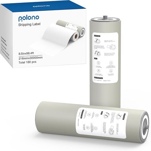 ورق حراري أصلي من POLONO للطابعة اللاسلكية POLONO FT800، ورق طباعة حراري مقاس 8.5 × 11 أمريكي (لفتان، إجمالي 180 ورقة) in Kuwait