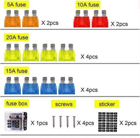 6-Way Fuse Box Blade Fuse Block Holder, 6 Circuit Screw Nut Terminal W/Negative Bus 5A 10A 15A 20A Free Fuses LED Indicator Waterpoof Cover for Automotive Car Marine Boat in Saudi Arabia