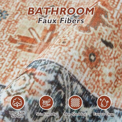 Ultra-Thin 3x5 Washable Vintage Area Rug - Boho Non-Slip Washable Rug for Entryway,Kitchen,Bathroom,Office Rug,Stain Resistant Small Carpet (Blue,3'x5') in Saudi Arabia