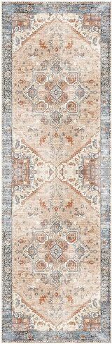 Ultra-Thin 3x5 Washable Vintage Area Rug - Boho Non-Slip Washable Rug for Entryway,Kitchen,Bathroom,Office Rug,Stain Resistant Small Carpet (Blue,3'x5') in Saudi Arabia