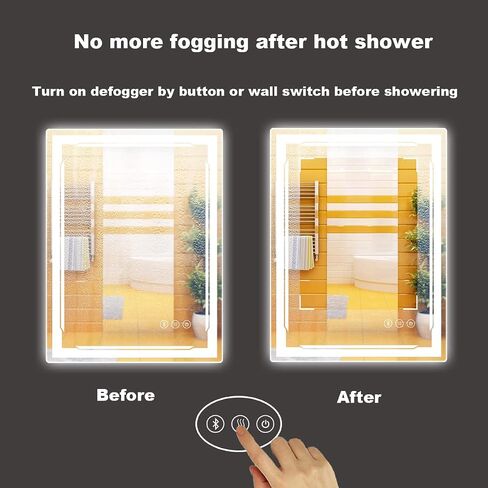 48''x30'' LED Bathroom Mirror with Built-in Bluetooth Speaker and 3X Magnifier - Smart Lighted Vanity Makeup Wall Mounted Mirrors - 3 Lights Setting Anti-Fog Dimmable Touch Button in Saudi Arabia