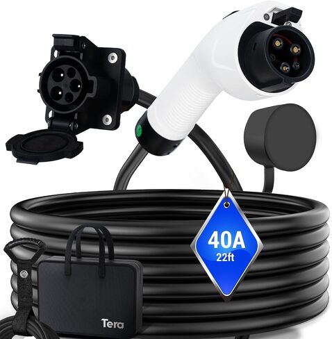 Tera EV Charger J1772 Extension Cable: UL Listed 22 ft 40A Cord with Carrying Bag Strap 110V - 240V for Level 1 & 2 Charging Station Suitable for All SAE J1772 Type 1 Electric Vehicle in Saudi Arabia