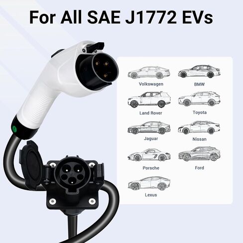 Tera EV Charger J1772 Extension Cable: UL Listed 22 ft 40A Cord with Carrying Bag Strap 110V - 240V for Level 1 & 2 Charging Station Suitable for All SAE J1772 Type 1 Electric Vehicle in Saudi Arabia