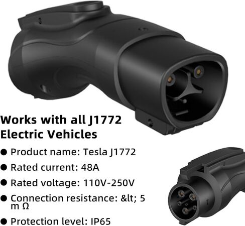 شاحن EV من المستوى 2 إلى محول Tesla J1772، بحد أقصى 48 أمبير و250 فولت تيار متردد، مع قفل مضاد للسقوط، متوافق مع شاحن Tesla Destination وموصل الهاتف المحمول in Kuwait