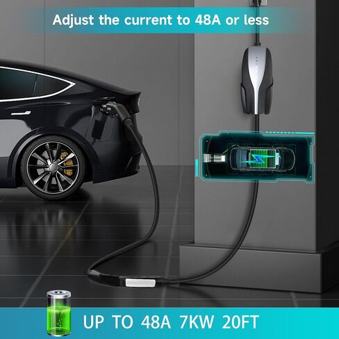 Tesla Extension Cord, 48Amp Upgraded Tesla Charger Extension Cable for Level 1&2 EV Charger and Tesla Wall Connector, Storage Bag Included (NOT Control The Door on The Tesla Charge Port) (20FT-48A) in Saudi Arabia