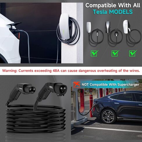 Tesla Extension Cord, 48Amp Upgraded Tesla Charger Extension Cable for Level 1&2 EV Charger and Tesla Wall Connector, Storage Bag Included (NOT Control The Door on The Tesla Charge Port) (20FT-48A) in Saudi Arabia