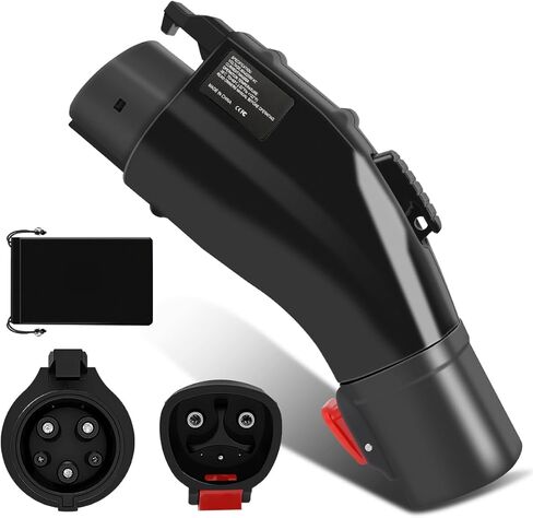 محول J1772 EVs مع قفل أمان، محول لشاحن تسلا إلى J1772، بحد أقصى 60 أمبير/250 فولت تيار متردد، متوافق مع محول شاحن تسلا موصل الحائط وشاحن وجهة موصل الهاتف المحمول (حقيبة تخزين مجانية) in Kuwait