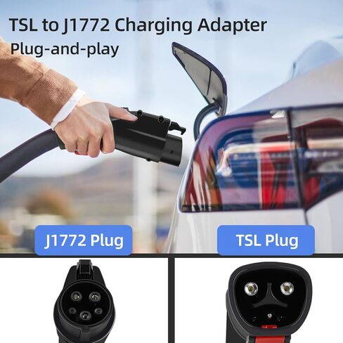 محول J1772 EVs مع قفل أمان، محول لشاحن تسلا إلى J1772، بحد أقصى 60 أمبير/250 فولت تيار متردد، متوافق مع محول شاحن تسلا موصل الحائط وشاحن وجهة موصل الهاتف المحمول (حقيبة تخزين مجانية) in Kuwait