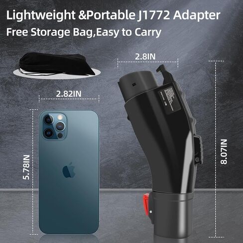 محول J1772 EVs مع قفل أمان، محول لشاحن تسلا إلى J1772، بحد أقصى 60 أمبير/250 فولت تيار متردد، متوافق مع محول شاحن تسلا موصل الحائط وشاحن وجهة موصل الهاتف المحمول (حقيبة تخزين مجانية) in Kuwait