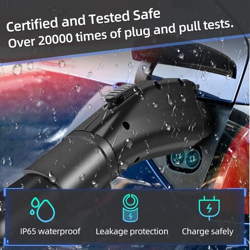 محول J1772 EVs مع قفل أمان، محول لشاحن تسلا إلى J1772، بحد أقصى 60 أمبير/250 فولت تيار متردد، متوافق مع محول شاحن تسلا موصل الحائط وشاحن وجهة موصل الهاتف المحمول (حقيبة تخزين مجانية) in Kuwait