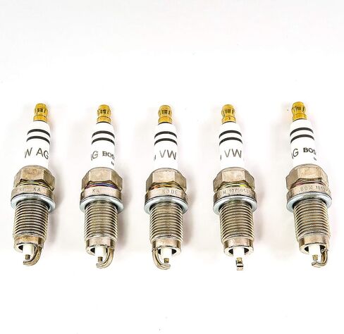 Genuine Spark Plugs, Set of 5 Volkswagen Spark Plugs for 2.5 L Engine, 101 905 601 F, Genuine Set of 5 Vehicle Part Manufactured in Germany fits to Volkswagen Models in Saudi Arabia