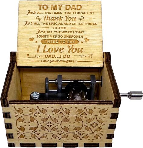 صندوق الموسيقى You are My Sunshine from Daughter to Dad، صناديق موسيقية كلاسيكية منقوشة يدويًا، هدايا تذكارية للأب من الابنة لعيد الميلاد والذكرى السنوية لعيد الميلاد (بني) in Kuwait