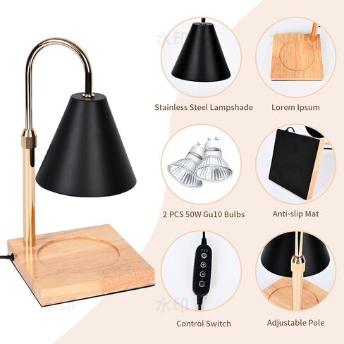 مصباح تدفئة الشموع، ضوء تدفئة الشموع الكهربائية مع مؤقت، سخان شمع قابل للتعتيم مع 2 لمبات Gu10، سخان شمع بارتفاع قابل للتعديل لجرار الشموع، هدية عيد الأم من الشمع المعطر in Kuwait