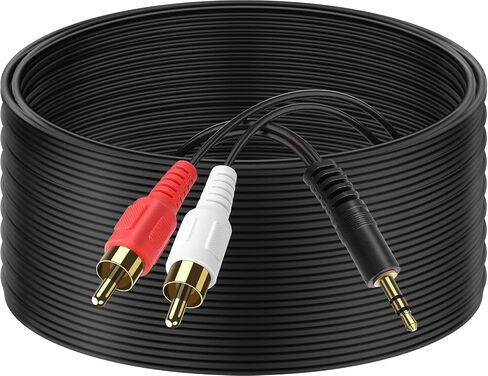 باسو 3.5 ملم ستيريو ذكر إلى 2RCA ذكر (اليمين واليسار) كابل صوت RCA (10 أقدام) in Saudi Arabia