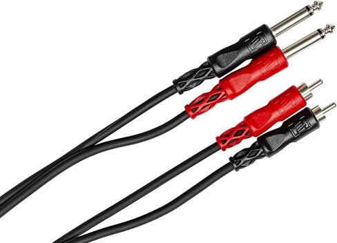 كابل توصيل ستيريو مزدوج 1/4 بوصة TS إلى RCA مزدوج من Hosa CPR-201، 1 متر in Saudi Arabia