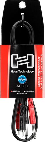 كابل توصيل ستيريو مزدوج 1/4 بوصة TS إلى RCA مزدوج من Hosa CPR-201، 1 متر in Saudi Arabia