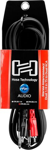 كابل توصيل ستيريو مزدوج 1/4 بوصة TS إلى RCA مزدوج من Hosa CPR-201، 1 متر in Saudi Arabia