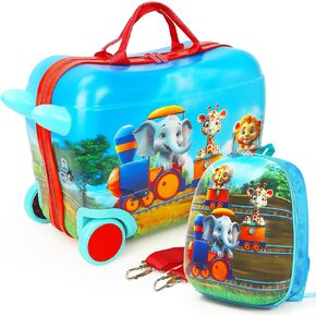 emissary Ride on Suitcase for Kids, 17" Kids Ride On Luggage for Kids, Kids Luggage With Wheels For Girls Boys, Kids Suitcases For Girls Boys,Kids Ride On Suitcase with Wheels in Kuwait