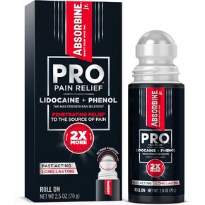 Absorbine Jr. PRO No-Mess Lidocaine Roll On, Maximum Strength Numbing Pain Relief with Phenol for Fast-Acting Relief of Nerve Pain, Muscle Aches, and Joint Discomfort, Non-Greasy Formula, (2.5 oz.)
