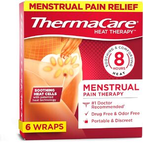 ThermaCare Portable Menstrual Heating Pad, Period Paid Relief Heat Patches for Cramps (6 Count)