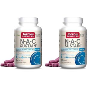 Jarrow Formulas N-A-C Sustain 600 mg - Antioxidant Amino Acid Supplement - 60 Sustain Tablets - Supports Liver & Lung Function - Precursor to Glutathione - 60 Servings (PACKAGING MAY VARY) in Kuwait