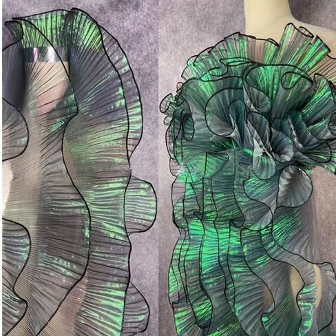 5 Yards Retro Ruffle Pleated Chiffon Trim Dress Bag Decoration Tulle Fabric Applique Trimming Craft Sewing (White Ruffle) in Saudi Arabia